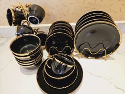 Black gold line  24 pcs dinner sets