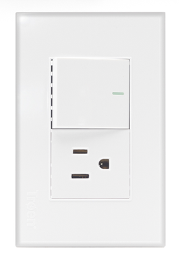 INTERRUPTOR SENCILLO+TOMA BLANCO TROEN 5-294