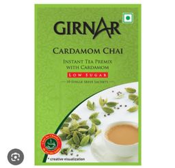 Girnar Instant Tea Premix Cardamom Chai Low Sugar 10 Sachets Box