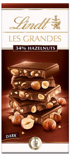 Lindt Les Grandes 34% Dark Chocolate Hazelnut 150g Bar