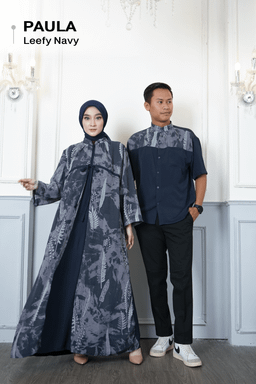 Paula Couple Set Gamis & Kemeja bahan Ceruty