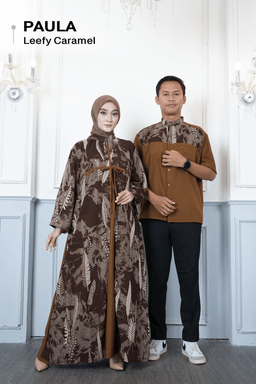 Paula Couple Set Gamis & Kemeja bahan Ceruty