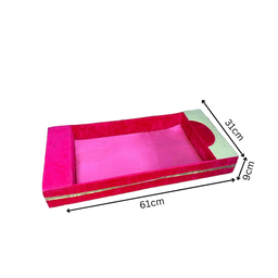 Pink Rectangle Velvet Large Hamper Tray