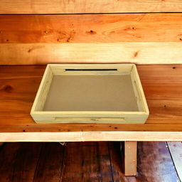 Natural Wood (light) Pine Wood With MDF Base Rectangle Tray Ribbon Cut Walls Size 1