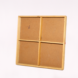 Brown Square Four Partition Hardwood Basic Tray Large