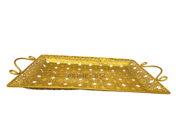Golden Color Rectangle Shape Design Metallic Tray Small