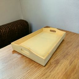 Brown Rectangular Pinewood Tray Small