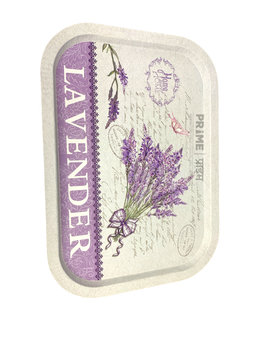 Off White Rectangulr Floral Metal Tray