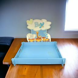Blue Rectangular DIY Wooden Baby Boy Tray