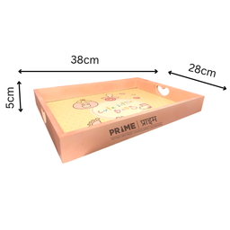 Pink Rectangular Baby Boy Wooden Tray Large