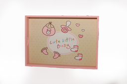 Pink Rectangular Baby Boy Wooden Tray Large