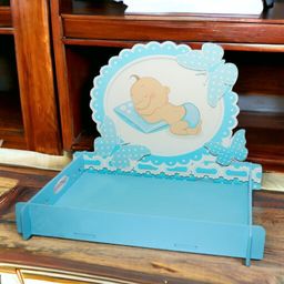 Blue Rectangular DIY wooden Baby Tray