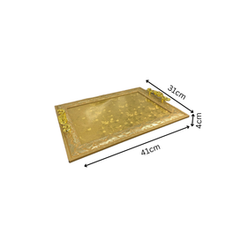 Golden Rectangular Fiber Glass on Base With Designer Handel Tray Small