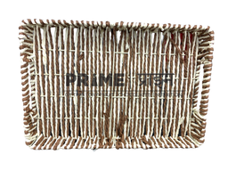 White n Brown Paper Weaved Rattan Rectangle Tray Size1