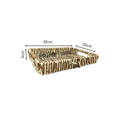 White n Brown Paper Weaved Rattan Rectangle Tray Size1