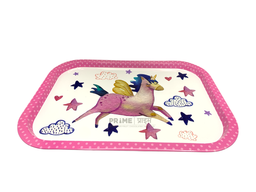 Pink White Rectangulr Unicorn Metal Tray