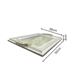 Silver Rectangular Fiber Glass on Base With Designer Handel Tray Large