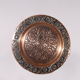 Brown Round Dry Fruit Thali With Design Embossed Large
