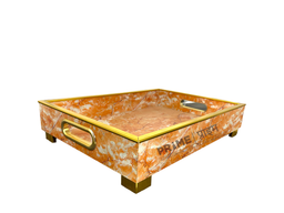 Brown Rectangular Marble Design Printed Wooden Tray Large