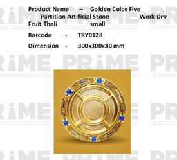 Golden Color Five Partition Artificial Stone Work Dry Fruit Thali Small
