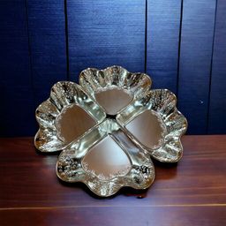 Square Box 4 Bowl Dryfruit Tray With Lid 13.5x13.5x3.5 in