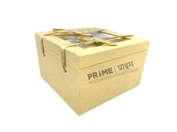 Brown Hardpaper Box with Transparent Lid and Ribbons (Size 2)