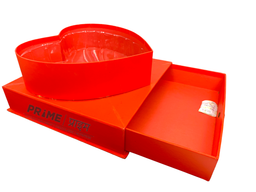 Red Square Box Heart Shape with Transparent Lid and Secret Drawer