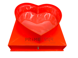 Red Square Box Heart Shape with Transparent Lid and Secret Drawer