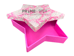 Pink Star Shape Hardpaper Box With Design Printed
