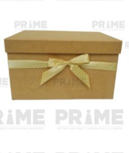 Light Brown Rectangle Hardpaper Box With Integrated Ribbon (size 1)