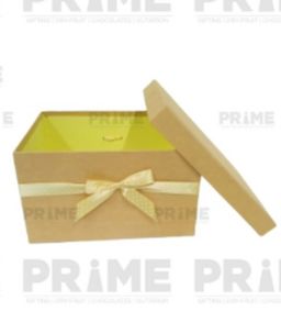 Light Brown Rectangle Hardpaper Box With Integrated Ribbon (size 2)