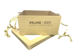 Brown Hardpaper Box with Transparent Lid and Ribbons (Size 1)
