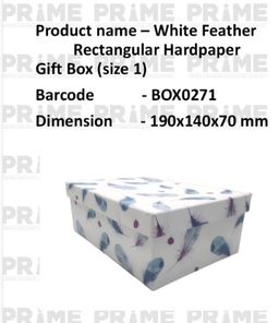 White Feather Rectangular Hardpaper Gift Box (size 1)