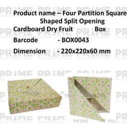 Four Partition Square Shaped Split Opening Hardpaper Dry Fruit Box