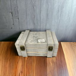 Rectangular Wooden Gift Box with Locks/260x160x110 / Grey