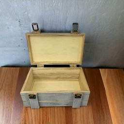 Rectangular Wooden Gift Box with Locks/260x160x110 / Grey