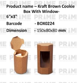Kraft Brown Cookie Box With Window-6"x3"