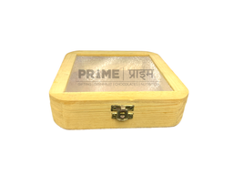 Brown Square Pinewood Box With transparent Lid