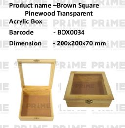 Brown Square Pinewood Transparent Acrylic Box
