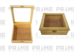 Brown Square Pinewood Transparent Acrylic Box