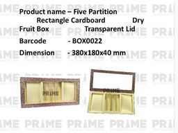 Five Partition Rectangle Hardpaper Dry Fruit Box Transparent Lid