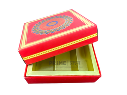 Red Square Color Floral Printed Gift Box