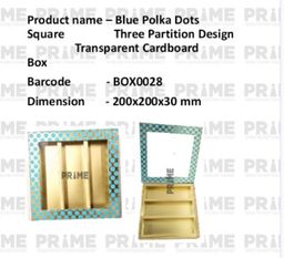 Blue Polka Dots Square Three Partition Design Transparent Hardpaper Box