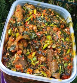 Big plate Efo riro served with choice of protein