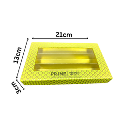 Golden Rectangular Three Partition Hardpaper Dry fruit Box with Transparent Lid