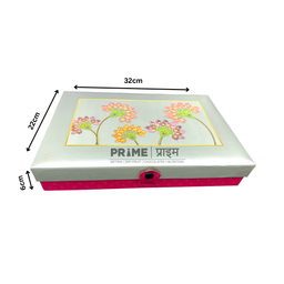 Grey & Pink Rectangular Floral Print Hamper Box