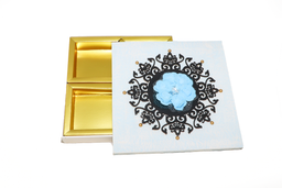 Blue Square Hand Crafted Four Partition Dry Fruit Box