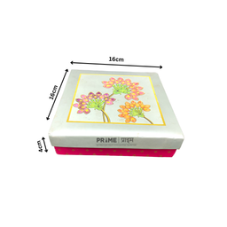 Grey & Pink Square Floral Print Box