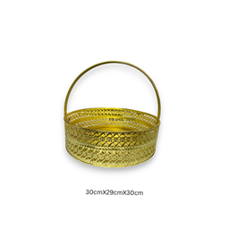 Round Metal Handle golden Basket 29 x 29 x 9