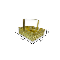 Square Metal Handle golden Basket 20 X 20 X 8